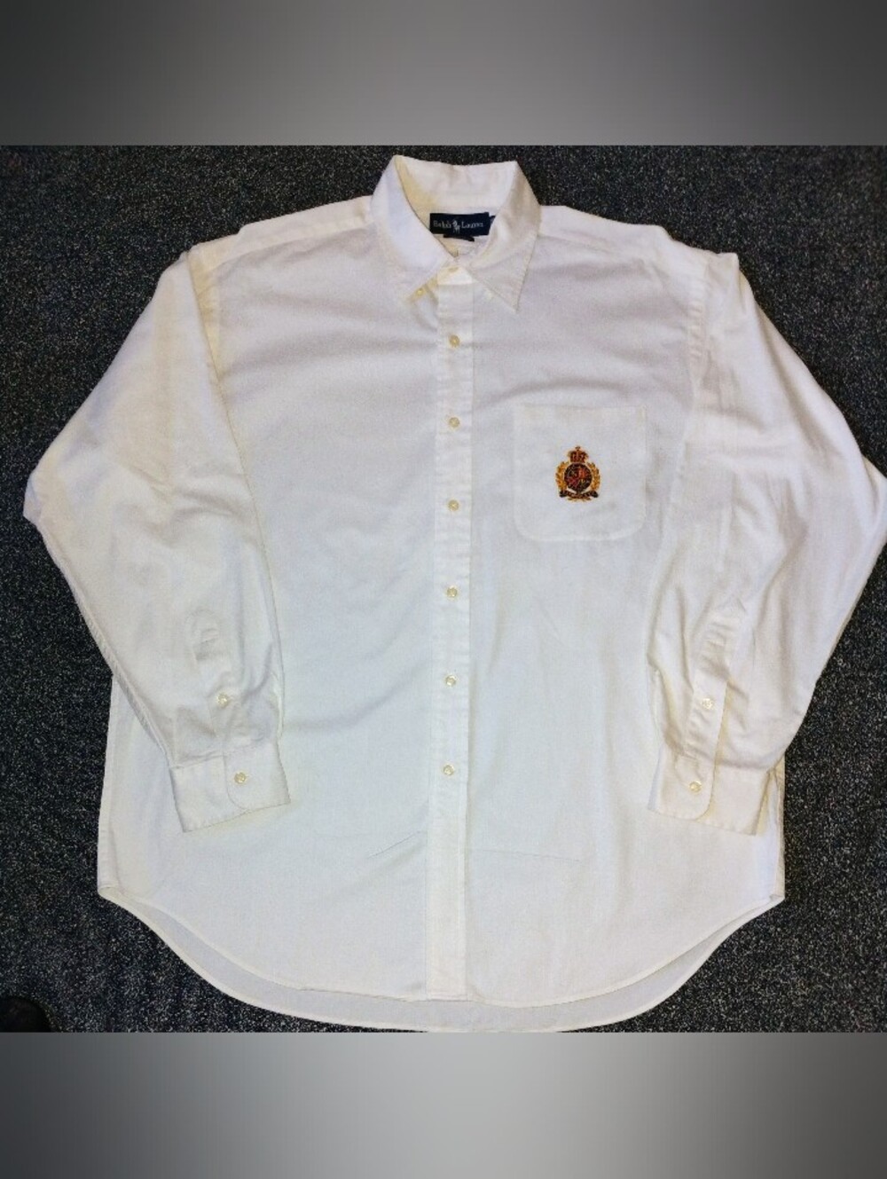 VTG 90s Polo Ralph Lauren Blake Crest Embroidered White Oxford Shirt Old Money